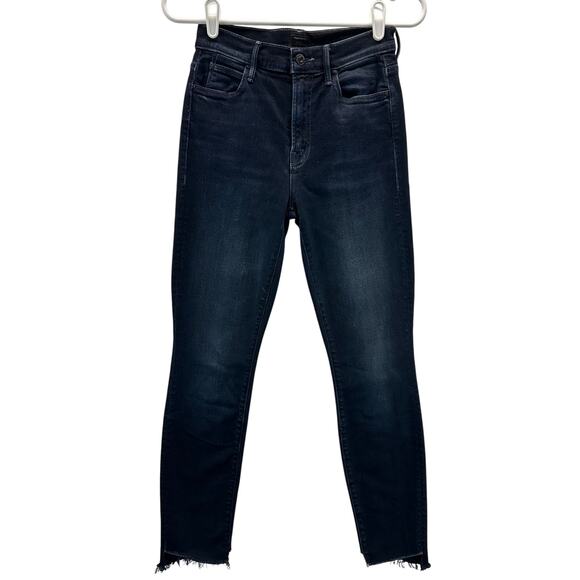 Mother The Stunner Zip Two Step Fray Jean Last Call Dark 25 Skinny - Picture 2 of 16